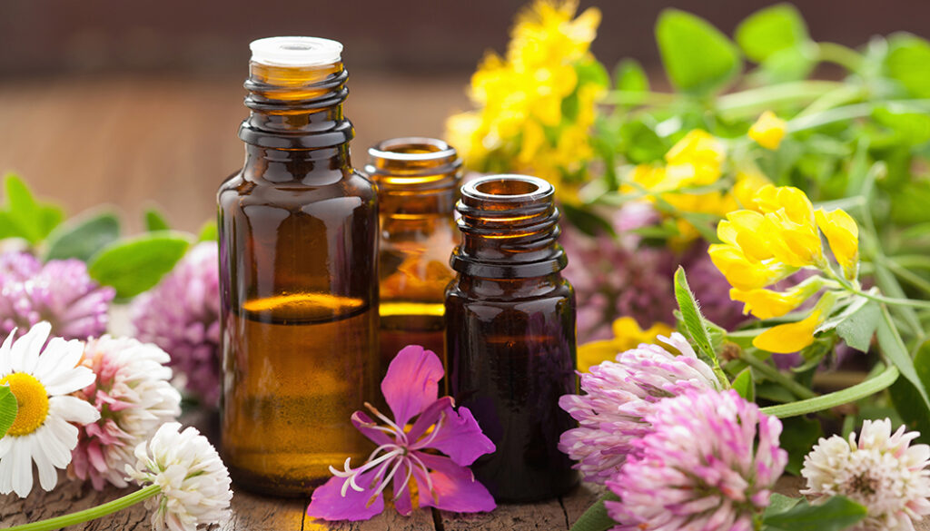 essential oils and medical flowers herbs