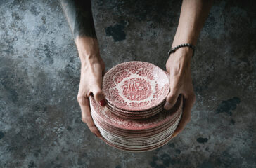 Stack of porcelain plates