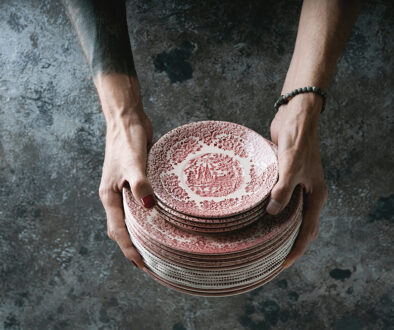 Stack of porcelain plates