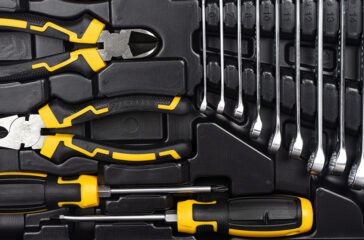 Toolbox, tools kit detail close up. instruments. set of tools. c