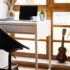 Cozy Workplace on Balcony. Home Office Space Background.